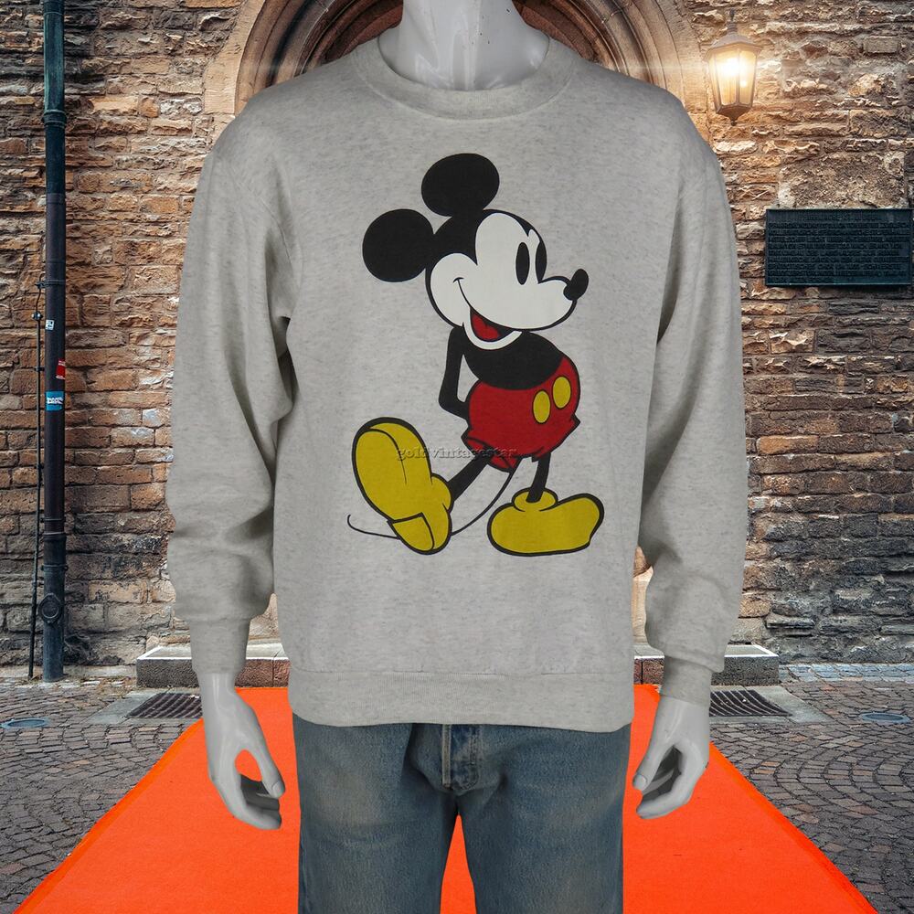 90s Vintage Mickey Mouse Disney USA Heather Gray Sweatshirt